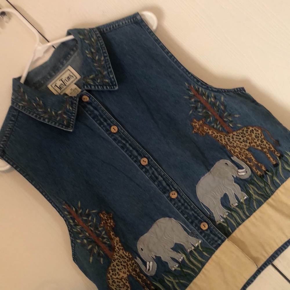 Women’s rare fall Safari TanTrums chambray VTG Y2k jungle Sleeveless vest top - Picture 5 of 14